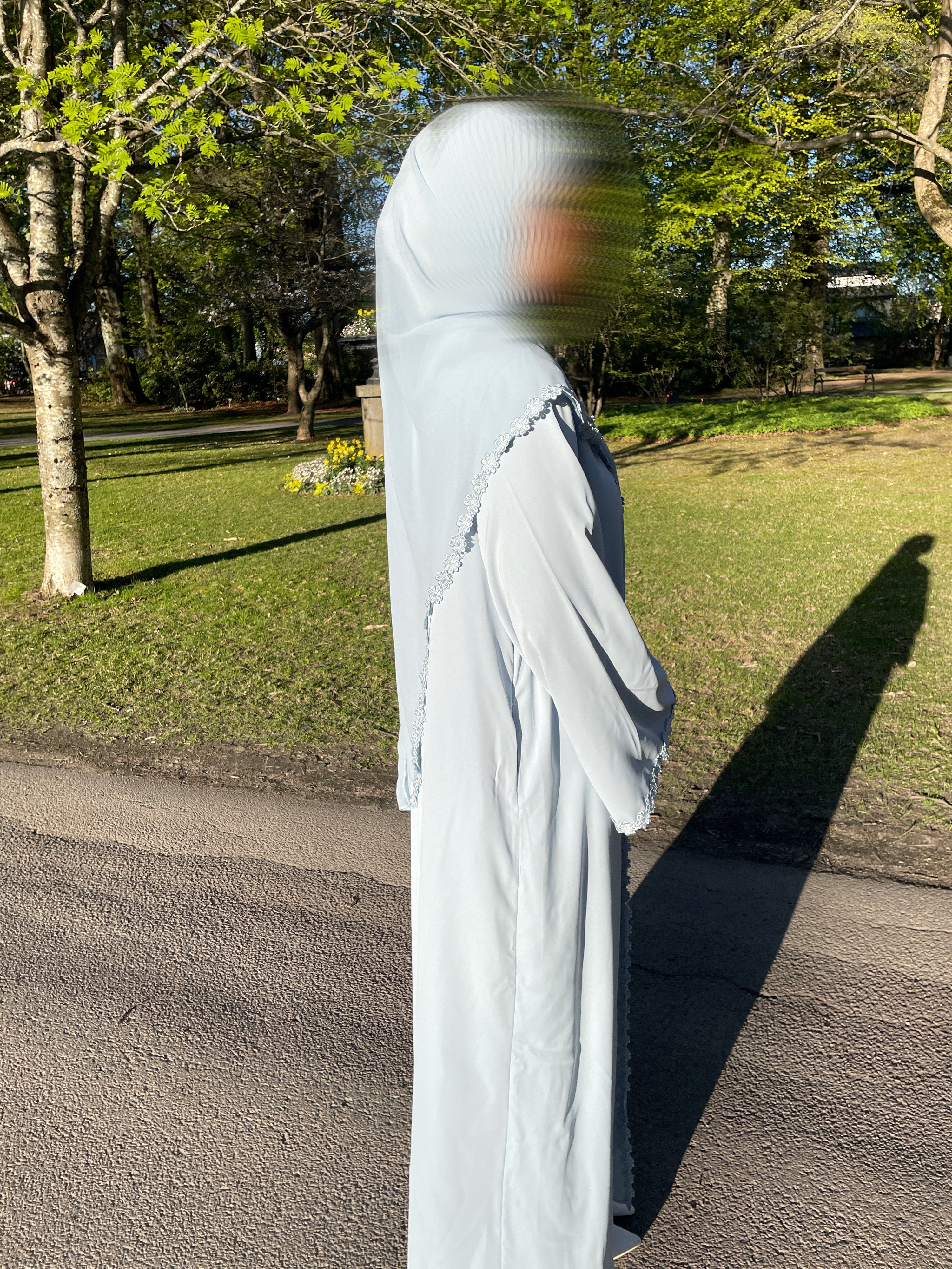 Floral Abaya – Pastel Blue