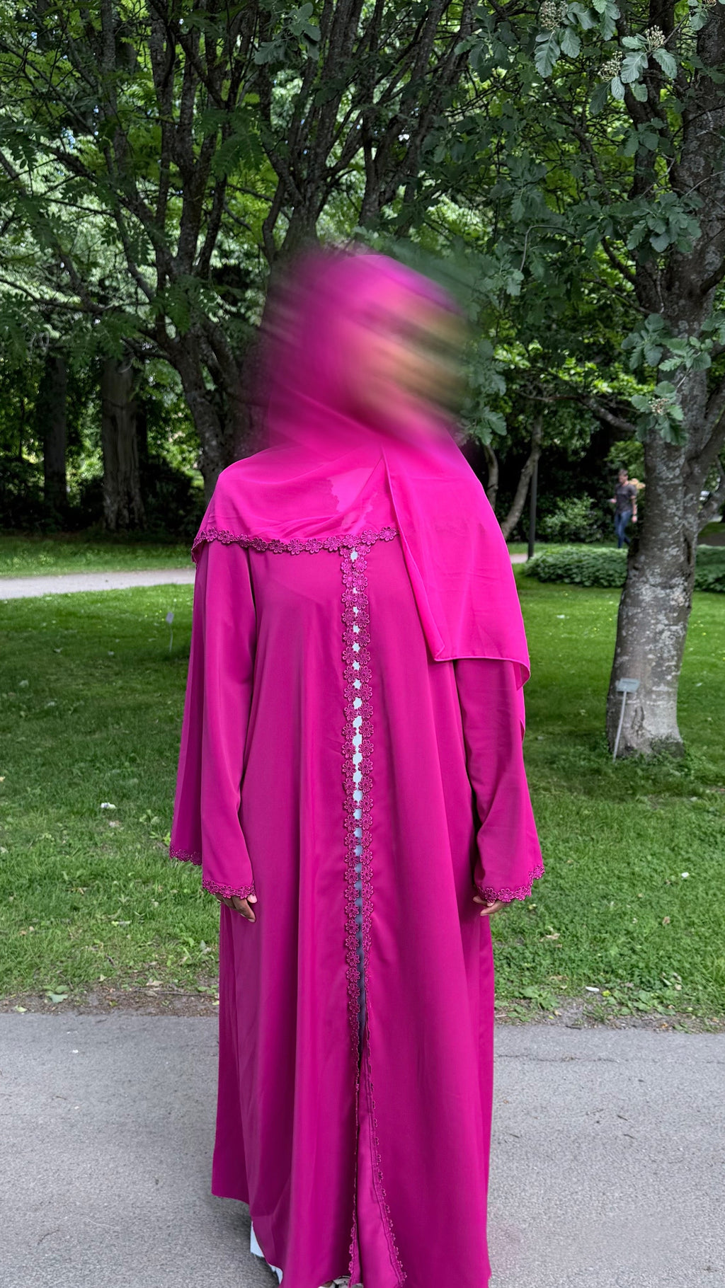 Floral Abaya – Deep Pink