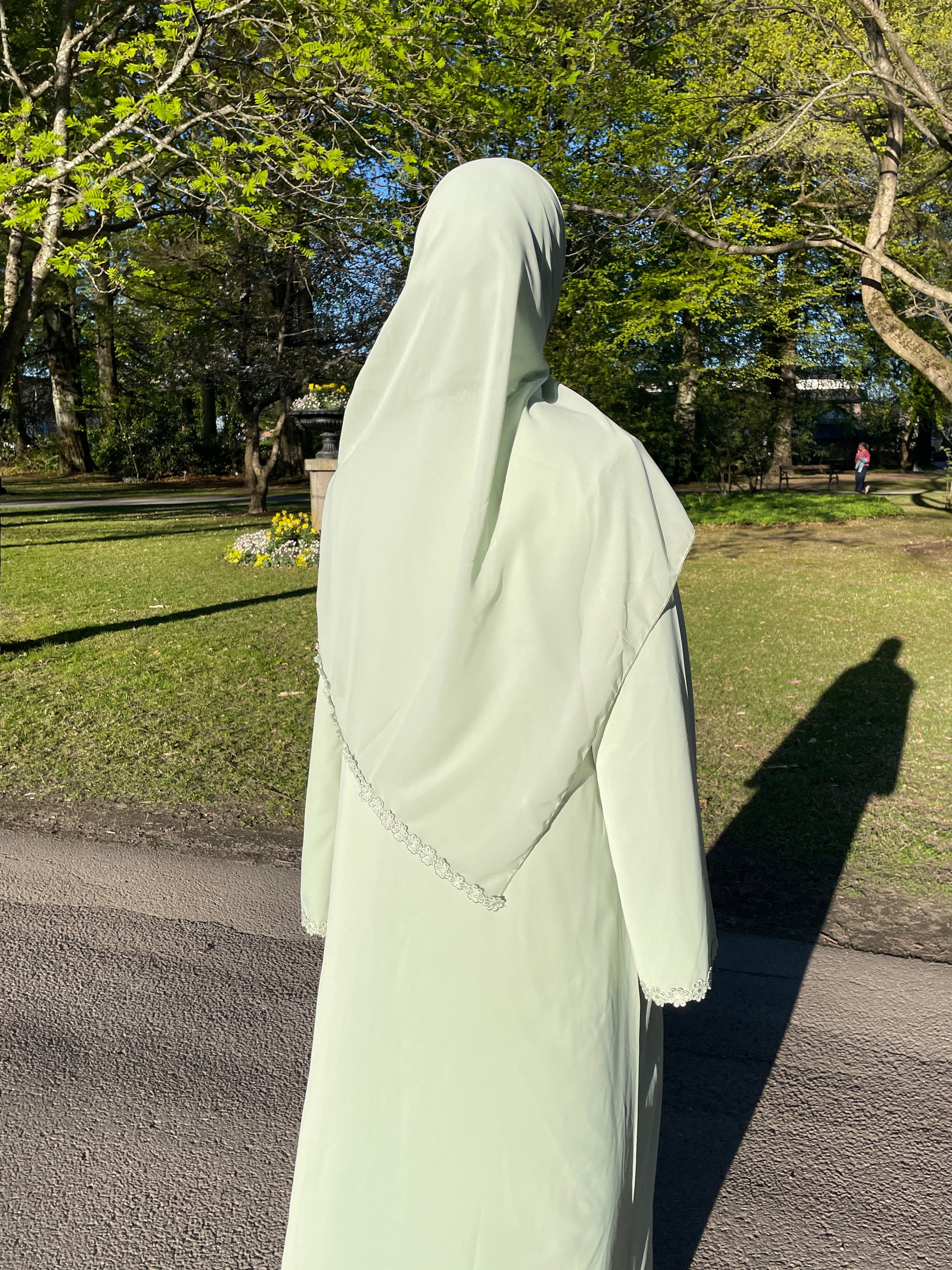 Floral Abaya – Pastel Green