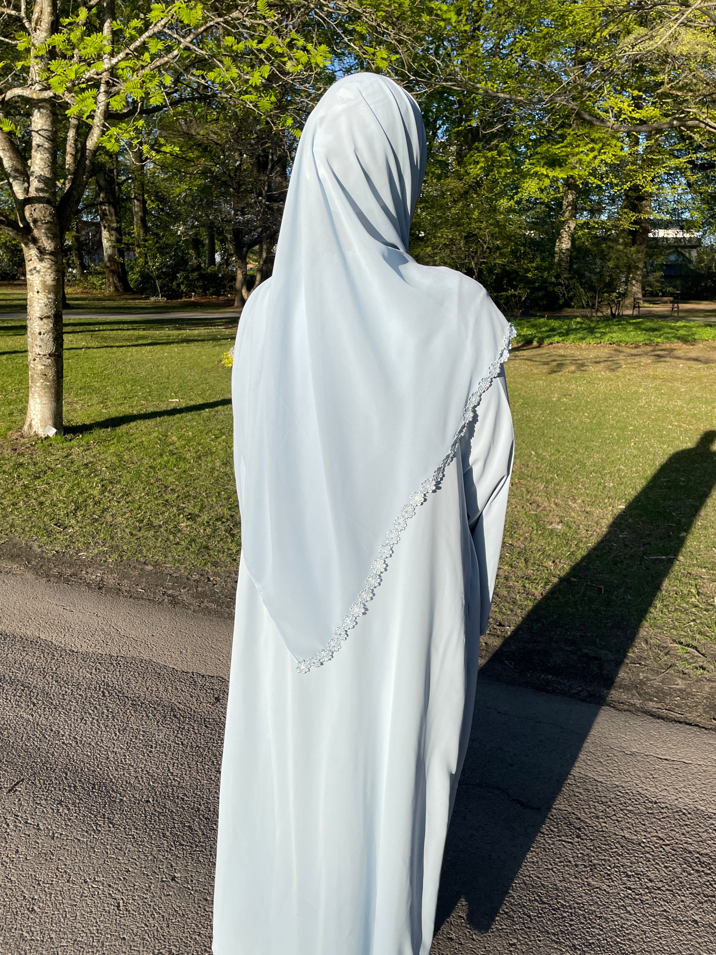 Floral Abaya – Pastel Blue