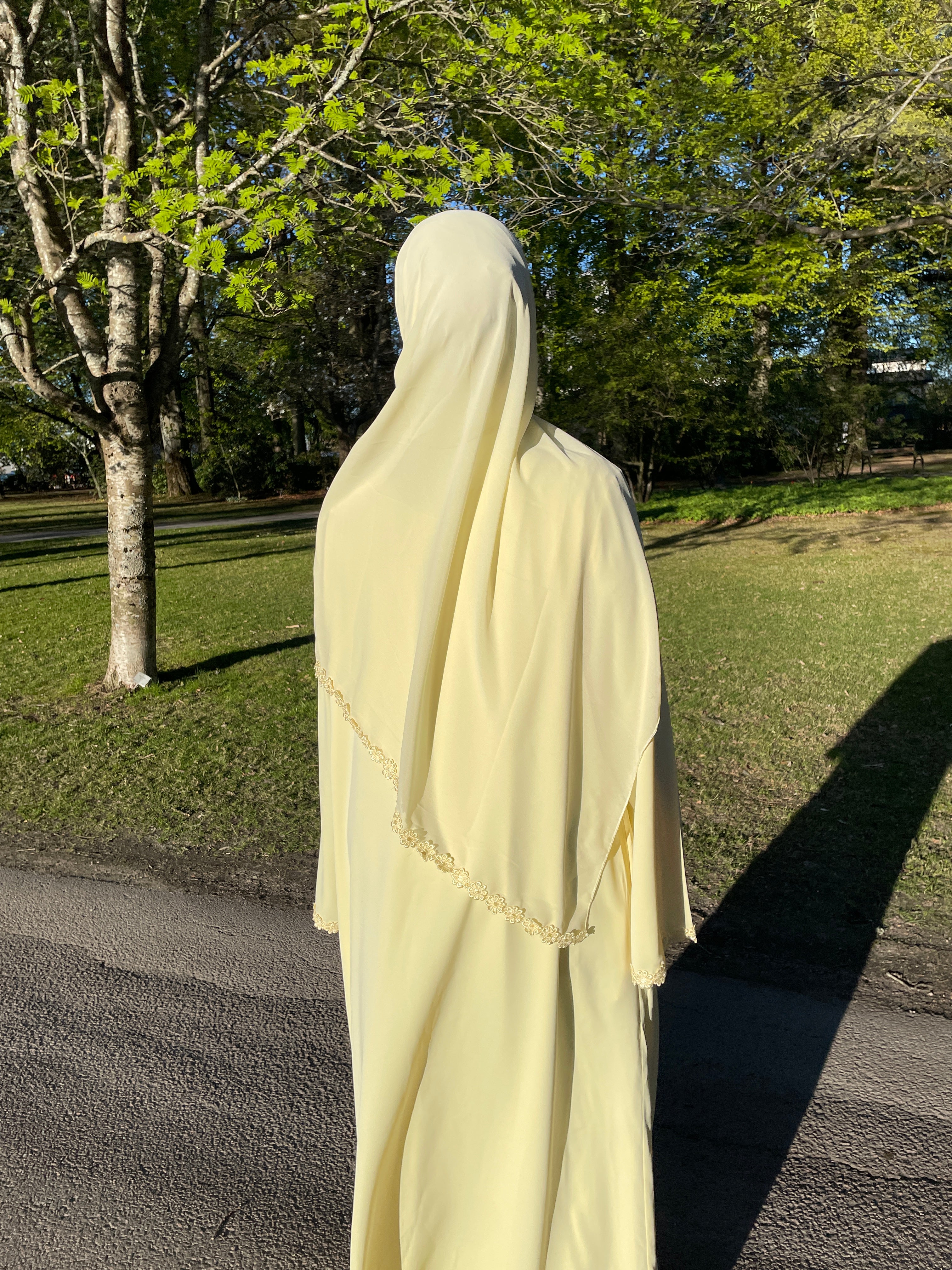 Floral Abaya – Pastel Yellow