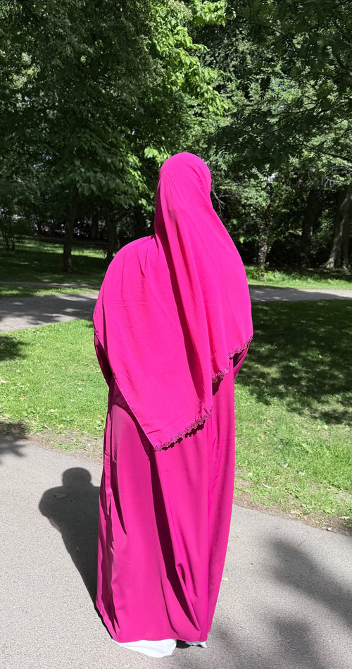 Floral Abaya – Deep Pink