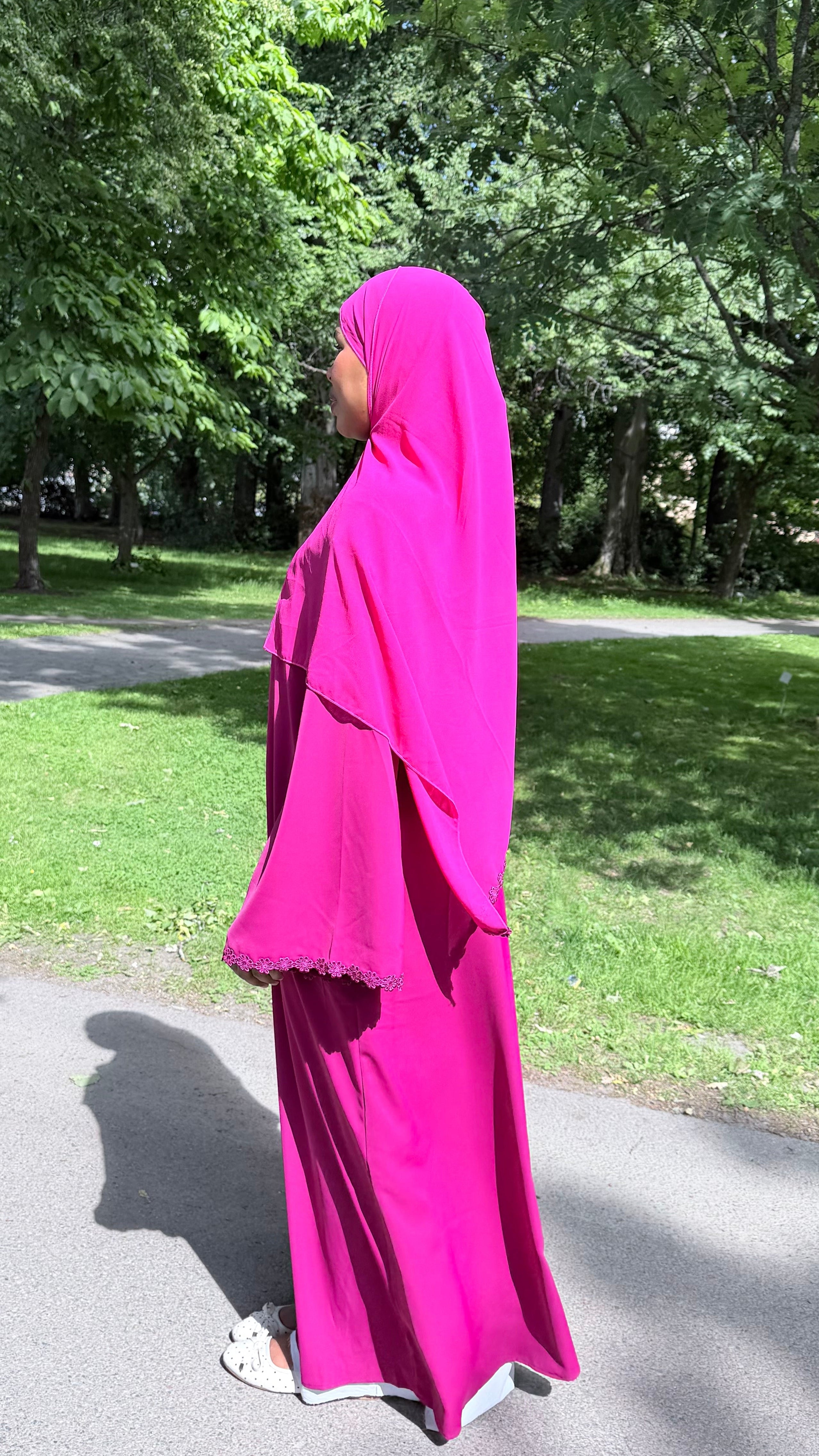 Floral Abaya – Deep Pink